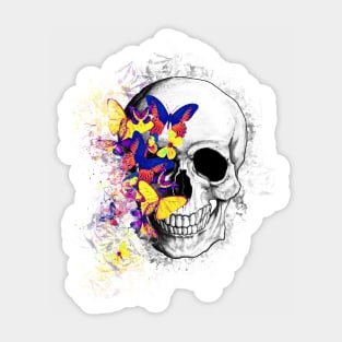 Tribe Skull With Butterflies Sticker